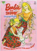 Whitman 1084, Barbie and Skipper Coloring Book (with a poodle as paper doll), 1971, 1965