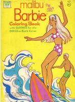 Whitman 1672, Malibu Barbie, The Sun Set Coloring Book, with Clothes for the Dolls on Back Cover, 1972